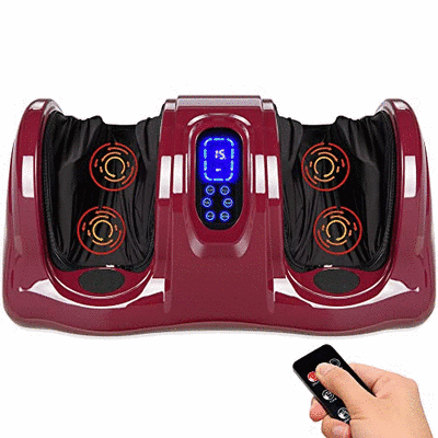 Electric Foot Massager with Remote - Burgundy