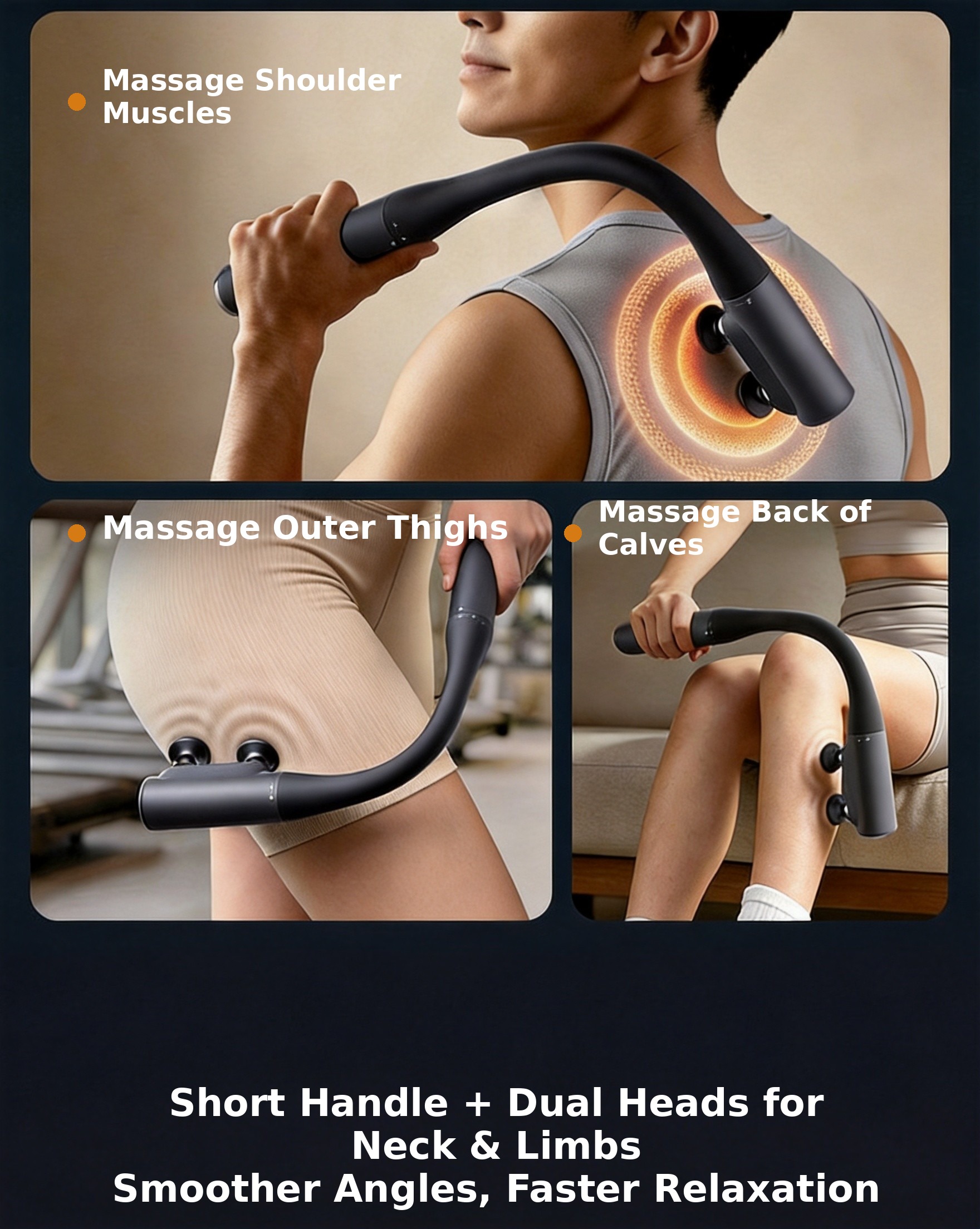Long Handle Dual-Head Percussion Massage Gun OEM ODM Factory - Product Image